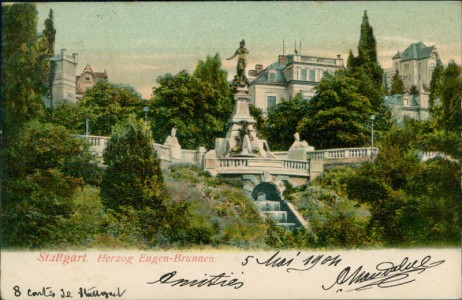 Alte Ansichtskarte Stuttgart, Herzog Eugen-Brunnen