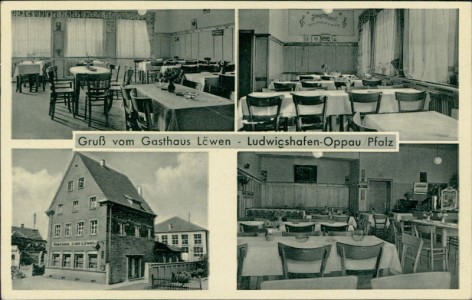 Alte Ansichtskarte Ludwigshafen am Rhein-Oppau, Gasthaus Löwen, Bes. Georg Lenz