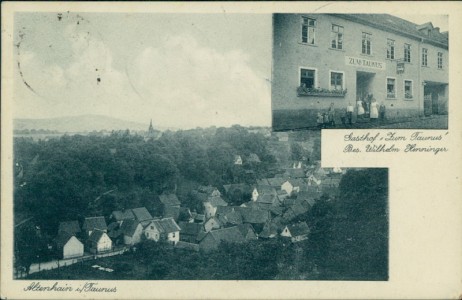 Alte Ansichtskarte Altenhain (Bad Soden am Taunus), Gesamtansicht, Gasthof "Zum Taunus" Bes. Wilhelm Henninger