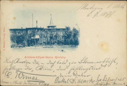 Alte Ansichtskarte Montigny-lès-Metz, Artillerie-Offizier-Casino