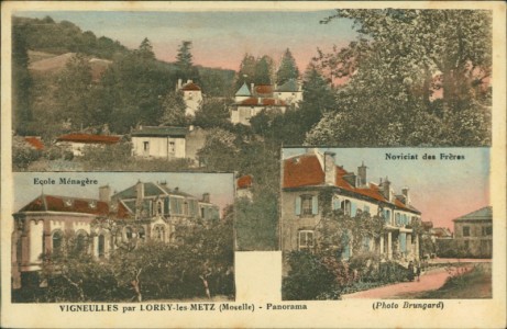 Alte Ansichtskarte Vigneulles par Lorry-lès-Metz, Panorama. Ecole Ménagère, Noviciat des Frères
