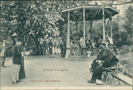 Alte Ansichtskarte Teplitz-Schönau / Teplice, Trinkhalle im Curgarten