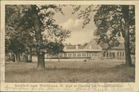 Alte Ansichtskarte Haldensleben, Gasthof zum Waldhaus, W. Zapf in Planken bei Neuhaldensleben