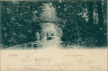 Alte Ansichtskarte Wörlitz, Die Sonnenbrücke