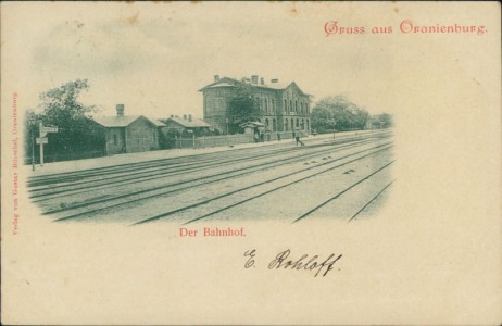 Alte Ansichtskarte Oranienburg, Der Bahnhof