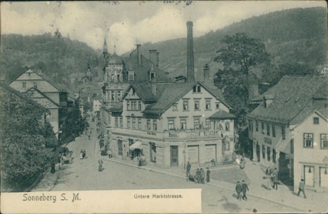 Alte Ansichtskarte Sonneberg S. M., Untere Marktstrasse