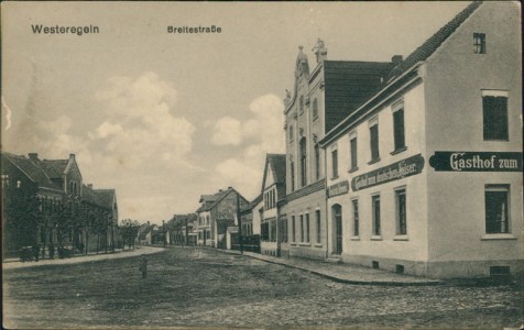 Alte Ansichtskarte Westeregeln (Börde-Hakel), Breitestraße mit Gasthof zum deutschen Kaiser