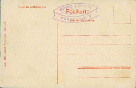 Adressseite der Ansichtskarte Petersdorf / Piechowice, Wilhelmshöhe bei Petersdorf i. Riesengebirge