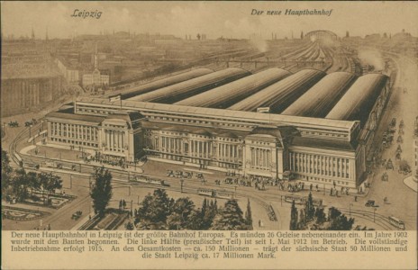 Alte Ansichtskarte Leipzig, Der neue Hauptbahnhof