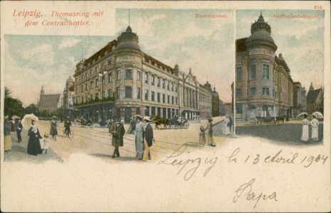 Alte Ansichtskarte Leipzig, Thomasring mit dem Centraltheater