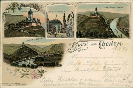 Alte Ansichtskarte Cochem, Schloss, Marktplatz