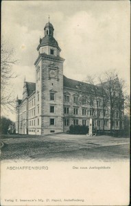 Alte Ansichtskarte Aschaffenburg, Das neue Justizgebäude (Nachporto)