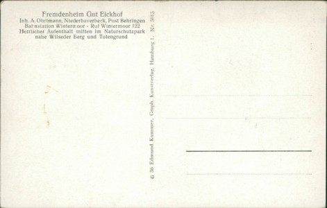 Adressseite der Ansichtskarte Bispingen-Niederhaverbeck, Pension Gut Eickhof