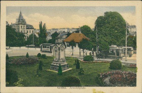 Alte Ansichtskarte Gotha, Arnoldiplatz mit Straßenbahn