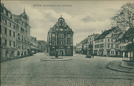 Alte Ansichtskarte Gotha, Hauptmarkt mit Rathaus