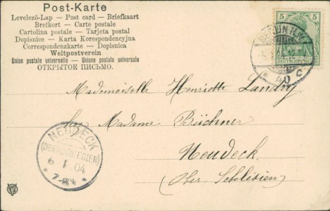 Adressseite der Ansichtskarte Berlin, Kaiser Wilhelm-Strasse