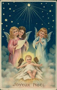 Alte Ansichtskarte Joyeux Noël, Engel mit Christkind