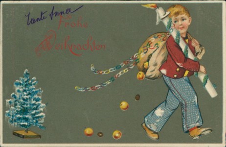 Alte Ansichtskarte Frohe Weihnachten, Knabe mit Kerze