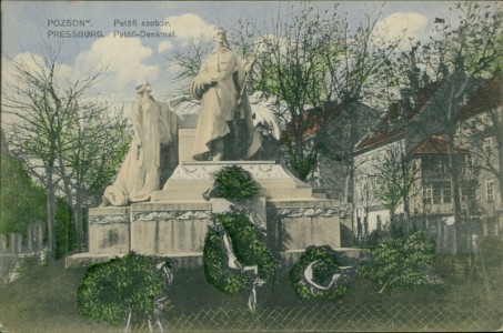 Alte Ansichtskarte Pressburg / Bratislava, Petöfi-Denkmal