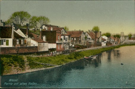 Alte Ansichtskarte Wesel, Partie am alten Hafen