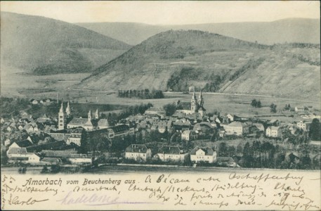 Alte Ansichtskarte Amorbach, Ansicht vom Beuchenberg aus