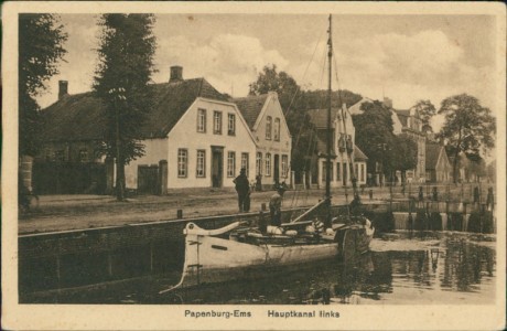Alte Ansichtskarte Papenburg, Hauptkanal links