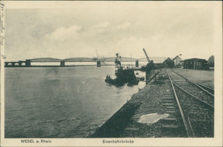 Alte Ansichtskarte Wesel, Eisenbahnbrücke