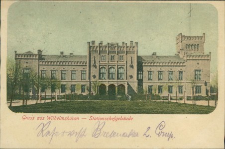 Alte Ansichtskarte Wilhelmshaven, Stationschefgebäude