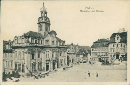 Alte Ansichtskarte Schwäbisch Hall, Marktplatz und Rathaus
