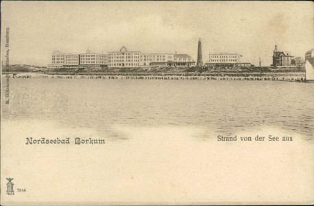 Alte Ansichtskarte Borkum, Strand von der See aus