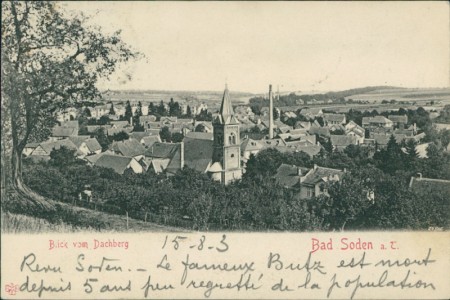 Alte Ansichtskarte Bad Soden am Taunus, Blick vom Dachberg