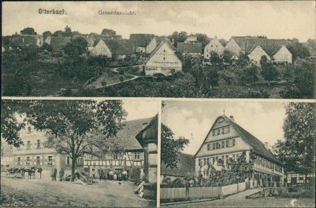 Alte Ansichtskarte Schwäbisch Hall-Otterbach, Gesamtansicht, Partie im Ort, Gasthaus o.ä.