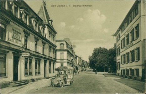 Alte Ansichtskarte Bad Soden am Taunus, Königsteinerstr. mit Hotel Adler und Hotel-Restaurant Schöne Aussicht