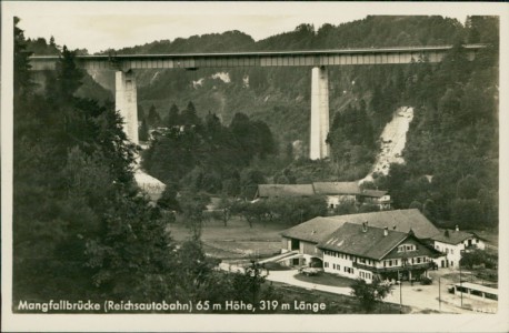 Alte Ansichtskarte Reichsautobahn, Mangfallbrücke