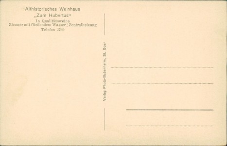Adressseite der Ansichtskarte Koblenz, Althistorisches Weinhaus "Zum Hubertus"