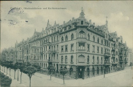 Alte Ansichtskarte Koblenz, Markenbildchen- und Kurfürstenstrasse