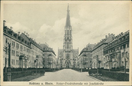 Alte Ansichtskarte Koblenz, Kaiser-Friedrichstraße mit Josefskirche