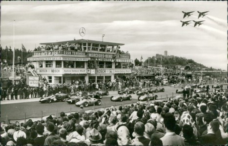 Alte Ansichtskarte Nürburgring, Start der Rennwagen