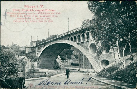 Alte Ansichtskarte Plauen, König Friedrich August-Brücke