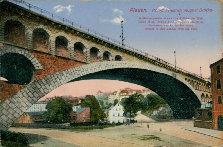 Alte Ansichtskarte Plauen, König Friedrich August Brücke