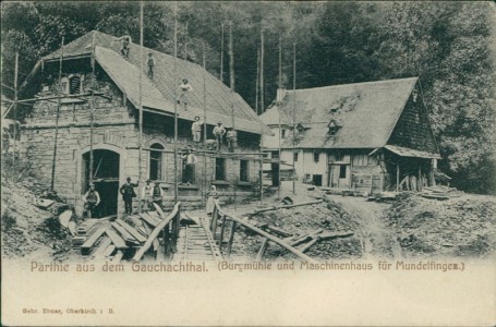Alte Ansichtskarte Hüfingen-Mundelfingen, Partie aus dem Gauchachtal. Burgmühle und Maschinenhaus für Mundelfingen