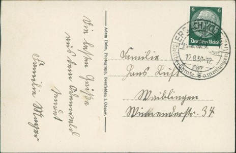 Adressseite der Ansichtskarte Unter-Mossau (Mossautal), Gesamtansicht, Gasthaus zum Deutschen Kaiser