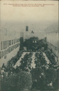 Alte Ansichtskarte Darmstadt, XVIII Hauptversammlung des Vereins deutscher Gartenkünstler. Gartenbau-Ausstellung Darmstadt 1905