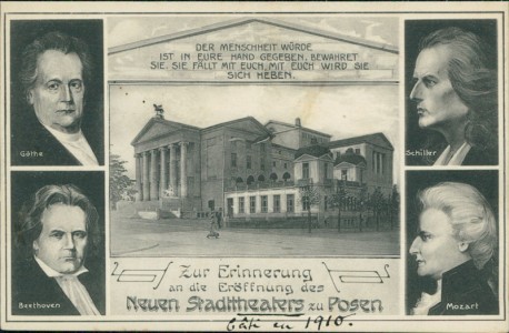 Alte Ansichtskarte Posen / Pozna, Zur Erinnerung an die Eröffnung des Neuen Stadttheaters zu Posen