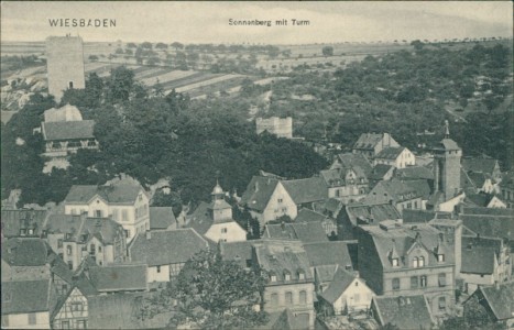Alte Ansichtskarte Wiesbaden-Sonnenberg, Sonnenberg mit Turm