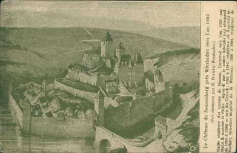 Alte Ansichtskarte Wiesbaden-Sonnenberg, Le Château de Sonnenberg vers l'an 1480