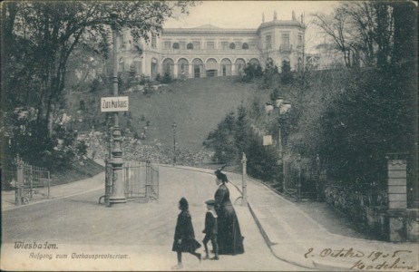 Alte Ansichtskarte Wiesbaden, Aufgang zum Curhausprovisorium
