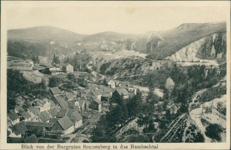 Alte Ansichtskarte Wiesbaden-Sonnenberg, Blick von der Burgruine Sonnenberg in das Rambachtal