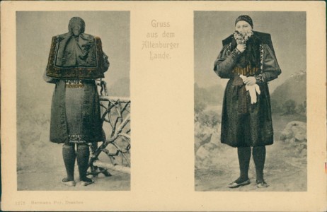 Alte Ansichtskarte Gruss aus dem Altenburger Lande, Altenburger Bauerntracht