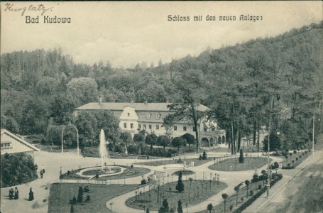 Alte Ansichtskarte Bad Kudowa / Kudowa-Zdrój, Schloss mit den neuen Anlagen